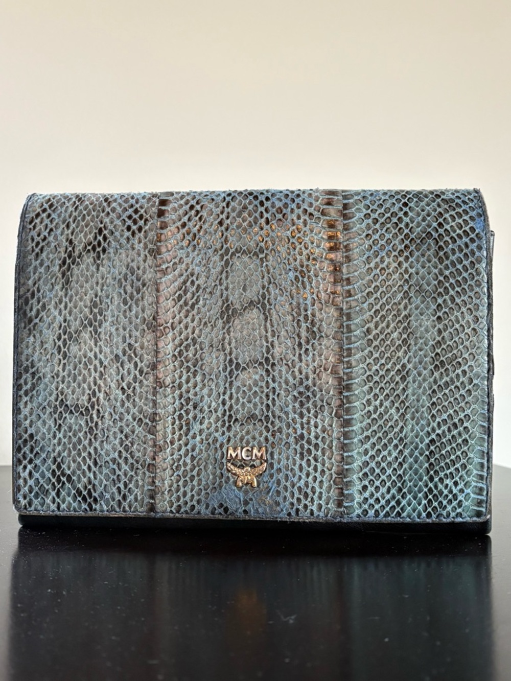 MCM Snakeskin & Leather Crossbody Bag, can be worn as clutch or shoulder bag - Picture 2 of 15